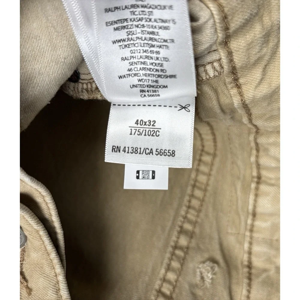Polo Ralph Lauren Jeans Mens 40x32 Hampton Relaxed Straight Khaki Denim